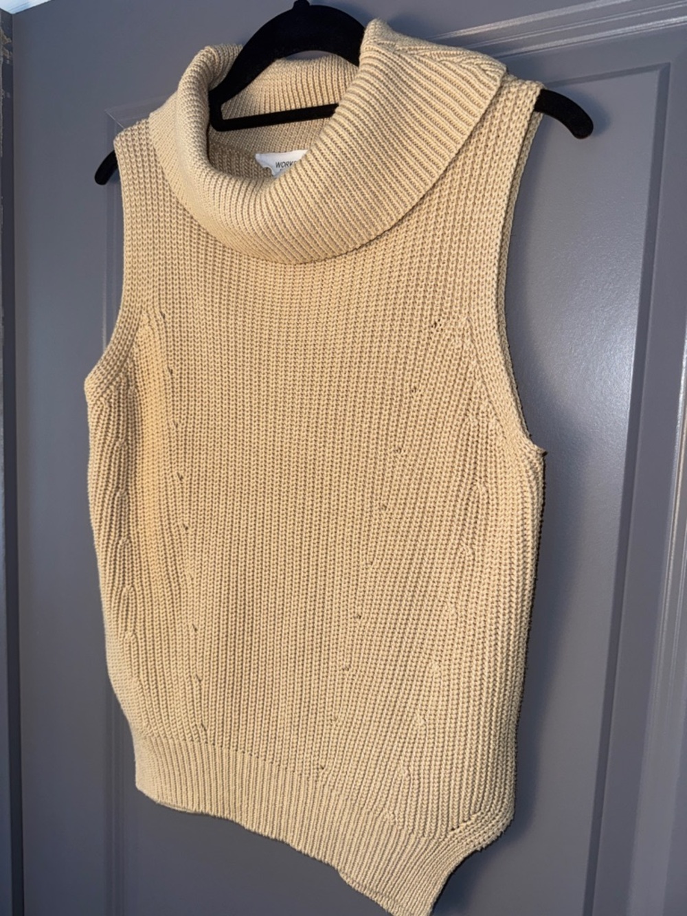 Workshop Republic Cream Chunky Knit Sleeveless Cowl Neck Sweater Tank Top Small